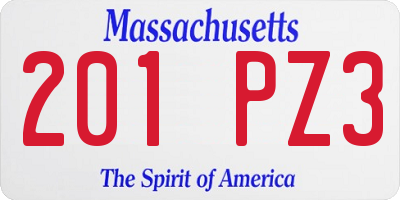 MA license plate 201PZ3