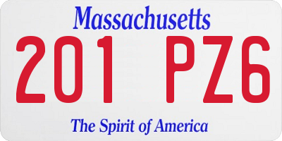 MA license plate 201PZ6
