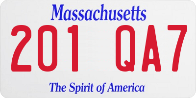 MA license plate 201QA7