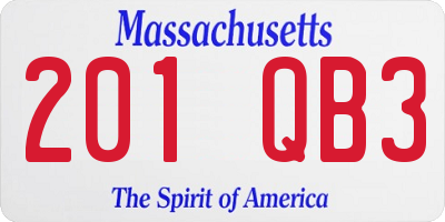 MA license plate 201QB3