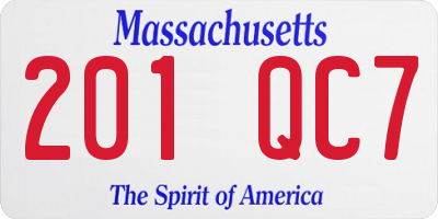 MA license plate 201QC7
