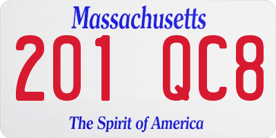 MA license plate 201QC8