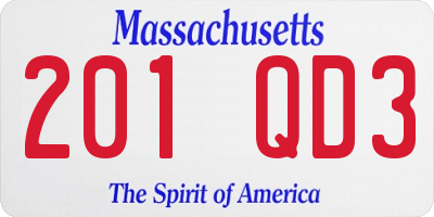 MA license plate 201QD3