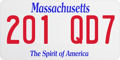 MA license plate 201QD7