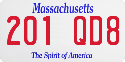 MA license plate 201QD8