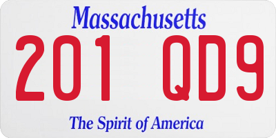MA license plate 201QD9