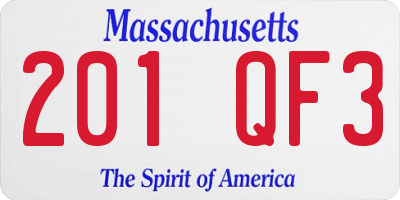MA license plate 201QF3