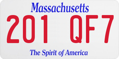 MA license plate 201QF7