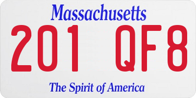 MA license plate 201QF8
