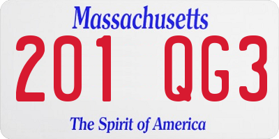 MA license plate 201QG3