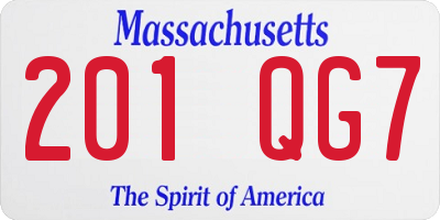 MA license plate 201QG7