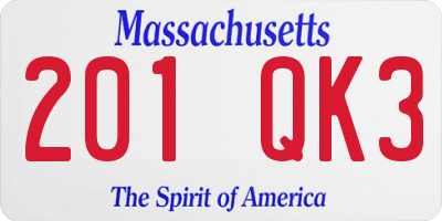 MA license plate 201QK3