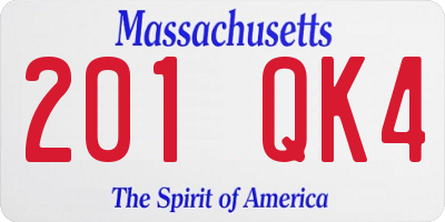 MA license plate 201QK4