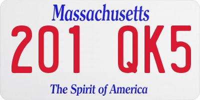 MA license plate 201QK5