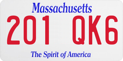 MA license plate 201QK6