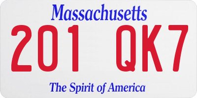 MA license plate 201QK7