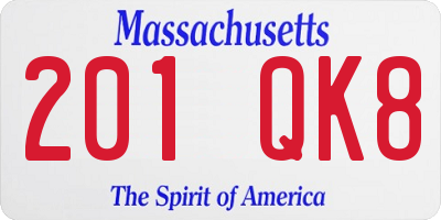 MA license plate 201QK8