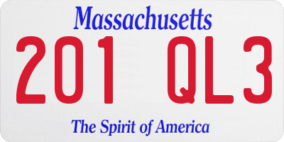 MA license plate 201QL3