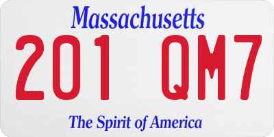 MA license plate 201QM7