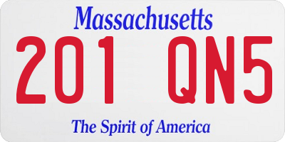 MA license plate 201QN5