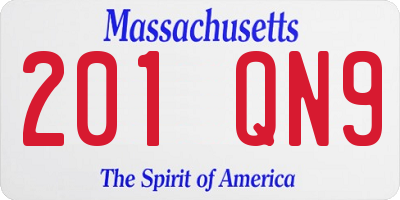 MA license plate 201QN9