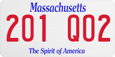 MA license plate 201QO2
