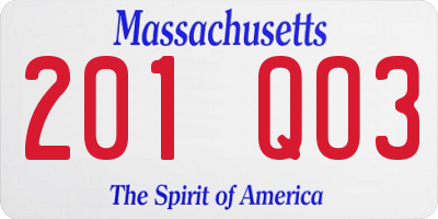 MA license plate 201QO3