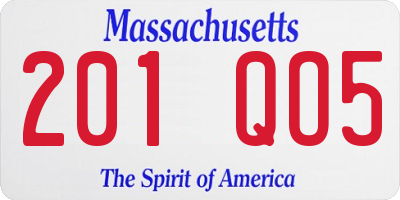 MA license plate 201QO5