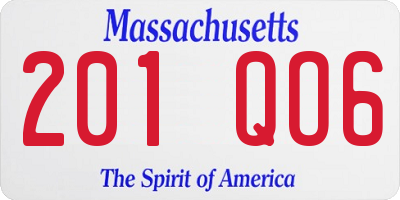 MA license plate 201QO6