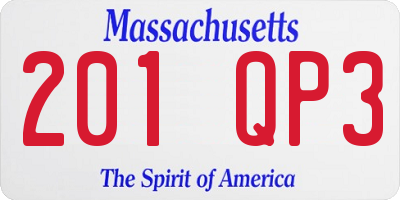 MA license plate 201QP3