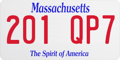 MA license plate 201QP7