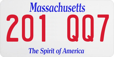 MA license plate 201QQ7