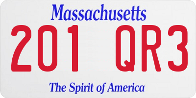 MA license plate 201QR3