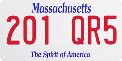 MA license plate 201QR5