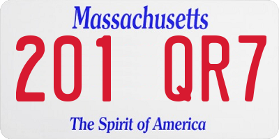 MA license plate 201QR7
