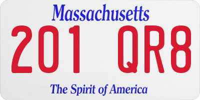 MA license plate 201QR8