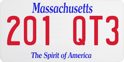 MA license plate 201QT3