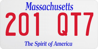 MA license plate 201QT7