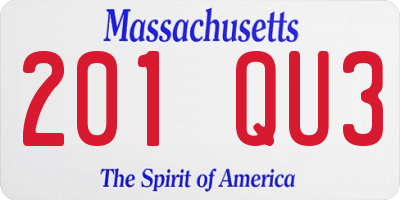 MA license plate 201QU3