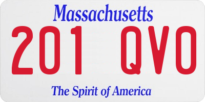 MA license plate 201QV0