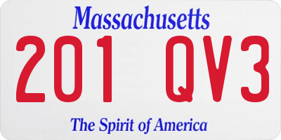 MA license plate 201QV3
