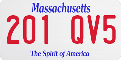 MA license plate 201QV5