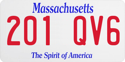 MA license plate 201QV6