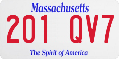 MA license plate 201QV7