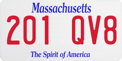MA license plate 201QV8