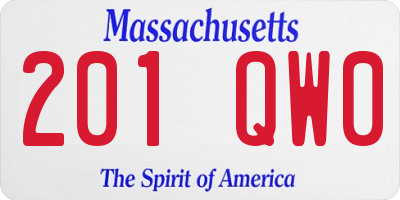 MA license plate 201QW0
