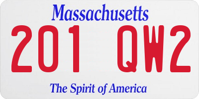 MA license plate 201QW2