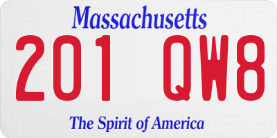 MA license plate 201QW8
