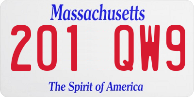 MA license plate 201QW9