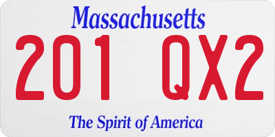 MA license plate 201QX2